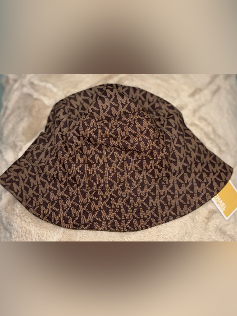 Michael Kors Dark Brown & Tan MK Logo Bucket Hat - Picture 2 of 3